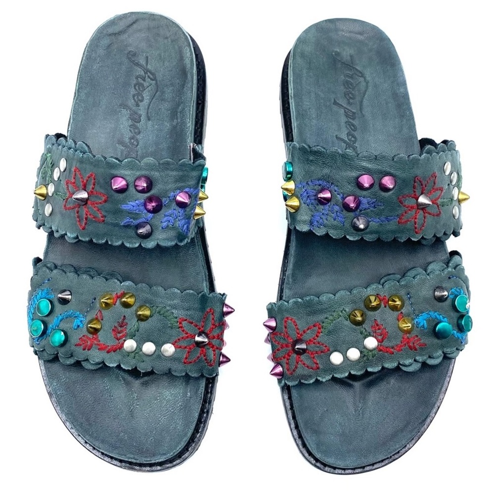 Free People Embellished Sandals in Teal